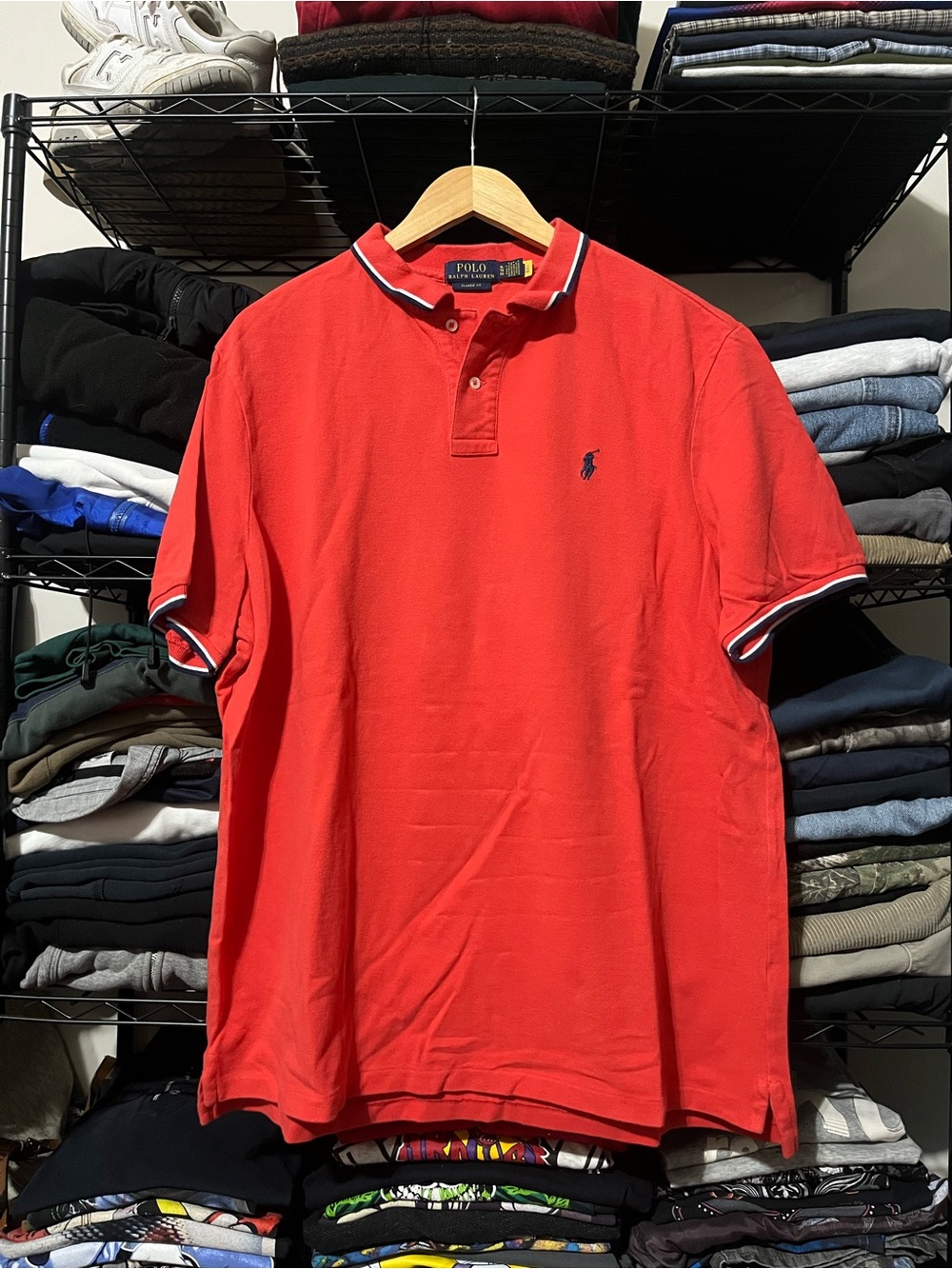 Ralph Lauren Red Short-Sleeve Polo with Navy Pony